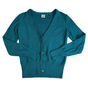 Cabi Teal Cardigan Womens Small Button Up Knit Sweater Casual Layering